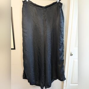 Athleta Calm Cool Satiny Lounge Pants 3X Black Wide Leg Elastic Back Waist